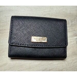 Kate Spade Mini Wallet Womens OS Black Good Saffiano Leather Snap‎ Coin Purse